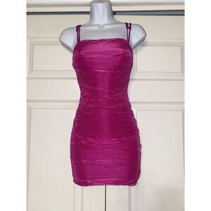 Purple Ruched Mini Dress With Adjustable Spaghetti Straps